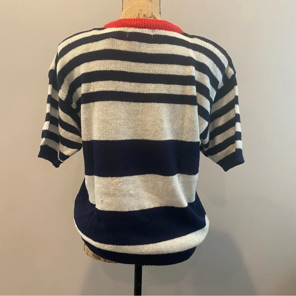 *NEW* NAOMI BEE Striped Nautical Ship Embroidered Sweater Vintage Medium NWT